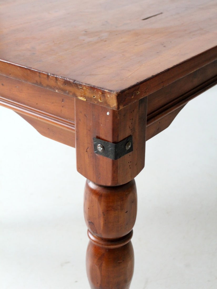 Rectangular Dining Table with Turned Legs and Double End Drawers - 8