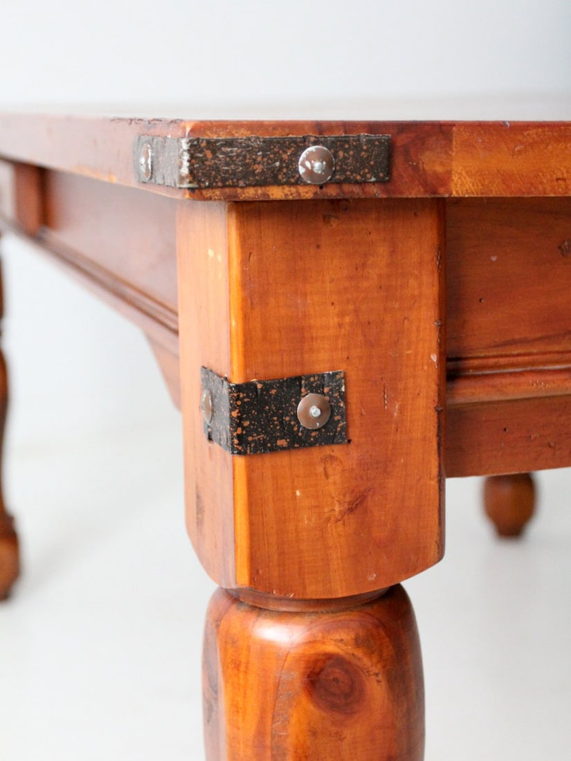 Rectangular Dining Table with Turned Legs and Double End Drawers - 9
