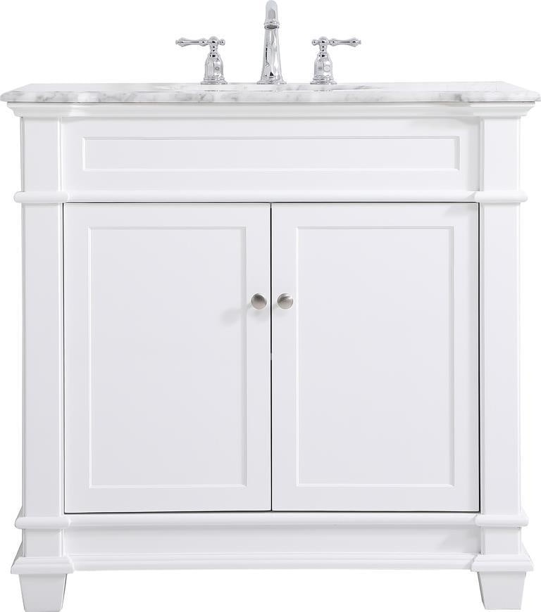 Elegant Lighting White Bathroom Vanity 36 Inch with Storage: Elegant Lighting White Bathroom Vanity 36 Inch with Storage Enhance your bathroom with this chic 36-inch White Vanity, designed for both style and functionality. It features a transitional style that 