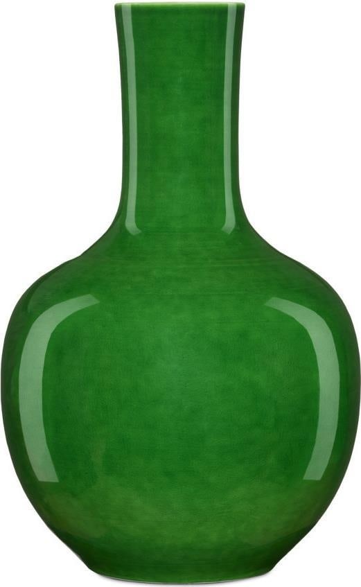 Currey Imperial Green Porcelain Long Neck Vase Glossy Finish 13.5" (1 of 4)
