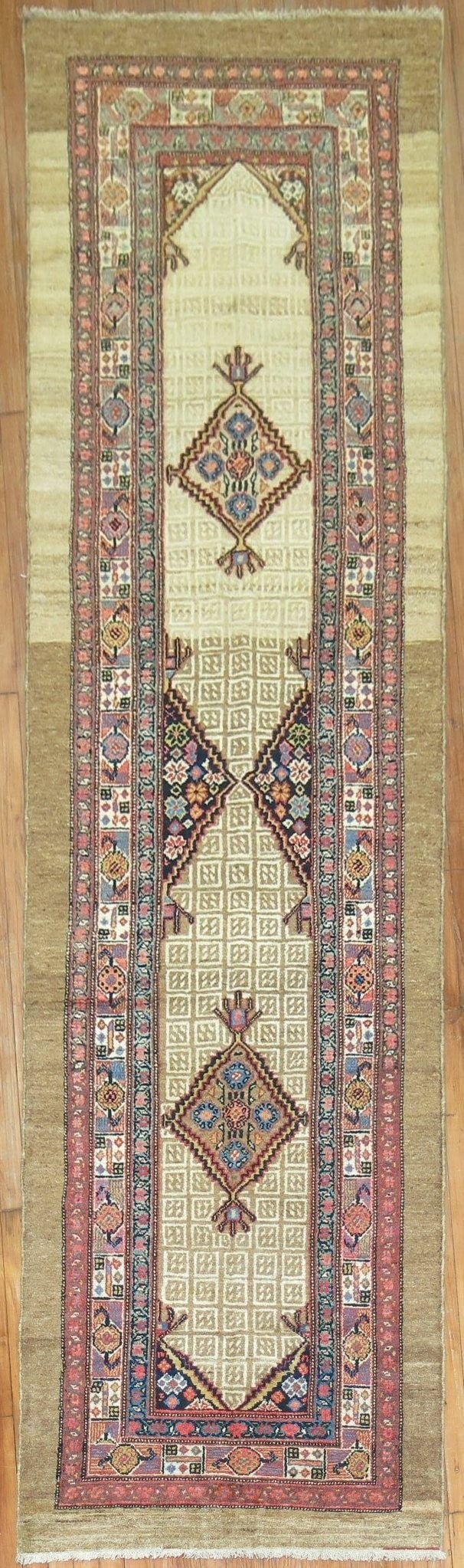 1920s Persian Serab Camel Hair Runner 3' 2" x 11' 1": 1920s Persian Serab Camel Hair Runner 3' 2" x 11' 1" Antique Persian tribal Serab runner from the 1920s in camel hair. This pre-owned runner features the classic long, narrow Serab form and retains it