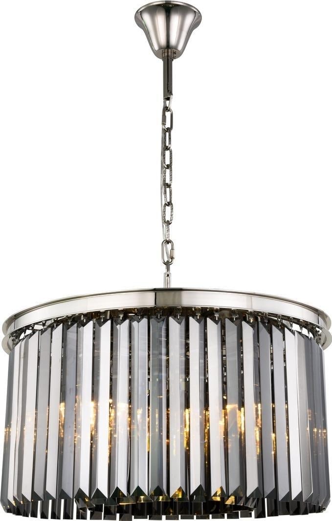 Sydney Collection Pendant Light Polished Nickel Royal-Cut Crystal 8 Bulbs: Sydney Collection Pendant Light Polished Nickel Royal-Cut Crystal 8 Bulbs Illuminate your space with this elegant pendant light from the Sydney Collection, designed in a Hollywood Regency style. Featu