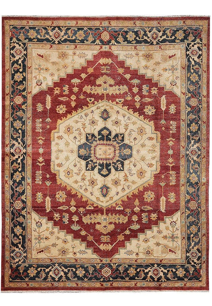 7.9 x 10 Handmade Serapi Area Rug Natural Wool Rust Pakistan: 7.9 x 10 Handmade Serapi Area Rug Natural Wool Rust Pakistan Free continental US Shipping This handmade Serapi-style area rug is crafted from natural wool and features a traditional Persian-inspired d