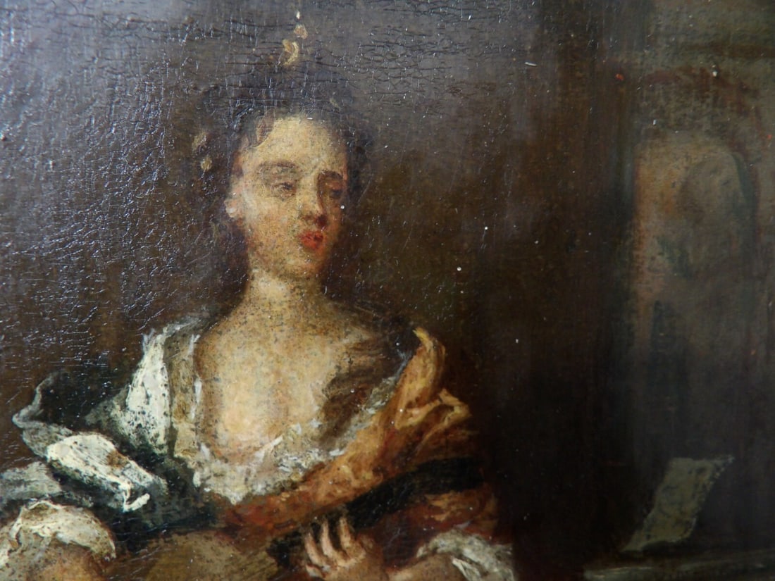 Venetian Portrait Oil on Wood Panel attributed to Pietro Longhi 5.5 x 7.5 (1 of 11)