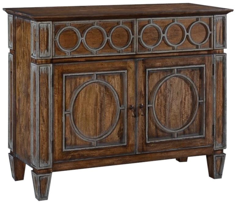 Transitional San Maria Solid Wood Server Rustic Pecan Swedish Moss Accents (1 of 2)