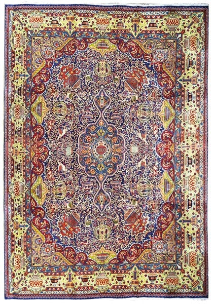 Persian Kashmar 9.5 x 12.7 Hand-Knotted Area Rug Wool Antique Design: Persian Kashmar 9.5 x 12.7 Hand-Knotted Area Rug Wool Antique Design Free continental US Shipping Discover the captivating beauty of the Persian Kashmar Exotic Ancient Rug, meticulously handcrafted by