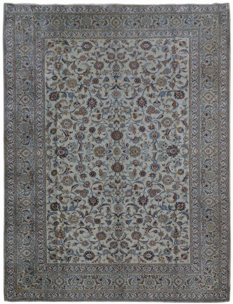 10.6 x 13.9 Persian Hand-knotted Kashan Rug Signed by Artisan: 10.6 x 13.9 Persian Hand-knotted Kashan Rug Signed by Artisan Free continental US Shipping Experience the elegance of this Persian Hand-knotted Signed Kashan Rug, measuring 10' 6" x 13' 9" (126 in x