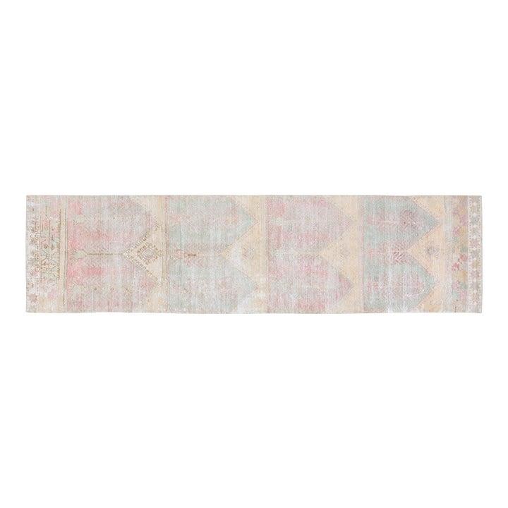 Turkish Anatolian Wool Runner Rug Hand Knotted 3'2" x 12'5": Turkish Anatolian Wool Runner Rug Hand Knotted 3'2" x 12'5" This vintage Turkish Anatolian rug is hand-knotted from wool, showcasing traditional craftsmanship paired with a modern design sensibility. 