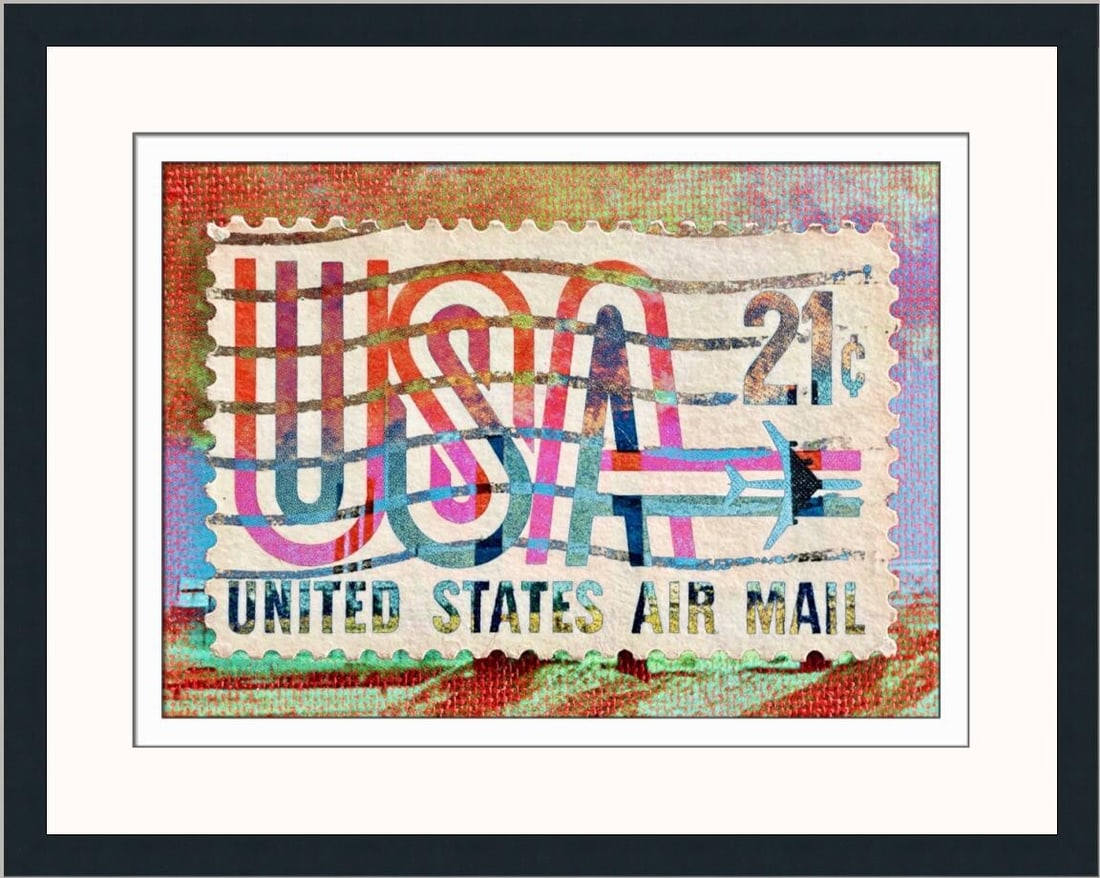 Brent Wickes USA Air Limited Edition Giclee Print Framed 21 x 26: Brent Wickes USA Air Limited Edition Giclee Print Framed 21 x 26 This stunning giclee print titled "USA Air" by artist Brent Wickes captures the essence of abstract surrealism through a mixed media th