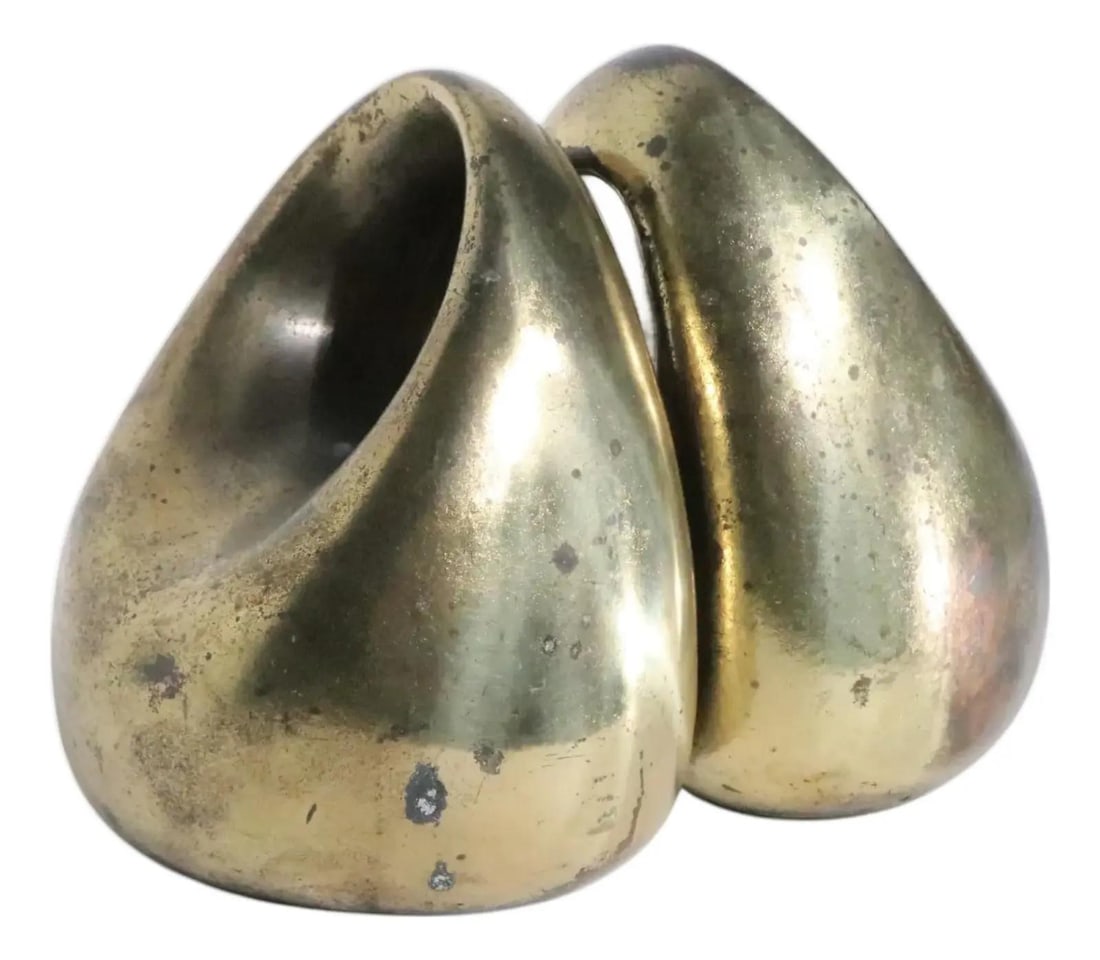 Pair of Brutalist Rhodium Plated Brass Orb Bookends by Ben Seibel (1 of 10)