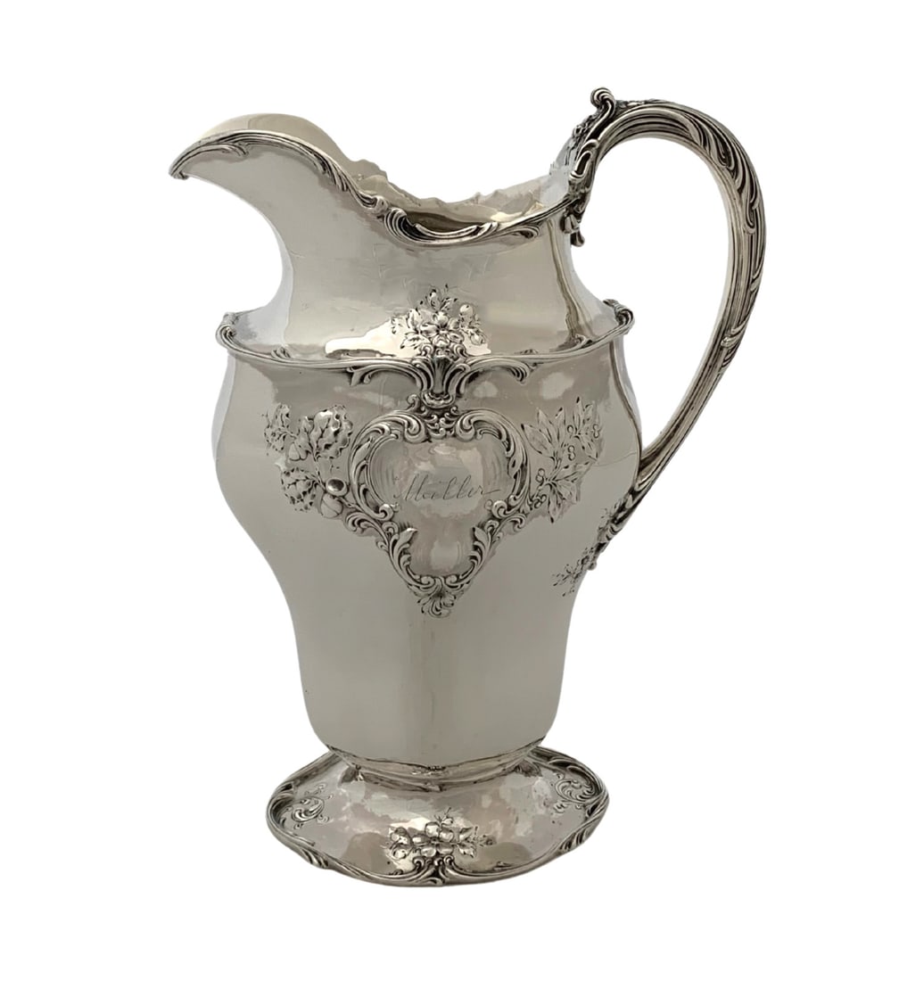Antique Gorham 925 Sterling Silver Engraved Floral Pitcher (1 of 4)