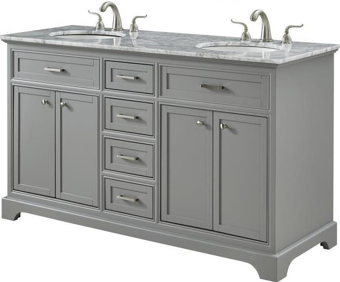 Elegant Lighting Gray Vanity Cabinet Solid Wood Brushed Steel Finish (1 of 1)
