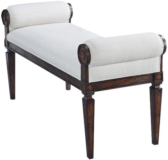 Swedish Afton Bench Dark Rustic Pecan Performance Fabric Solid Wood: Swedish Afton Bench Dark Rustic Pecan Performance Fabric Solid Wood Elevate your living space with the Swedish Style Afton Bench, featuring a stunning Dark Rustic Pecan finish. This versatile piece co
