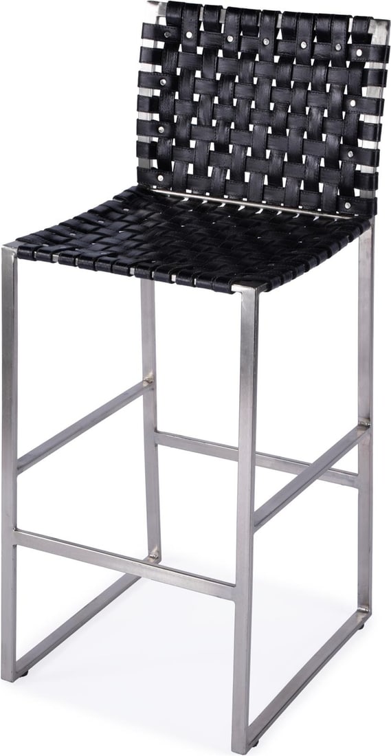 Industrial Style Black Leather Bar Stool by Butler 42H (1 of 6)