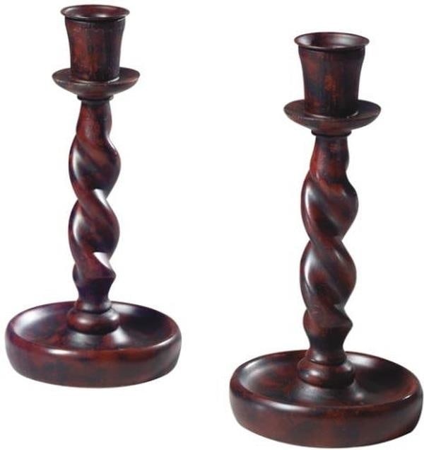 Handcrafted Rustic Barley Twist Candlestick Set: Handcrafted Rustic Barley Twist Candlestick Set This item is made at time of order. Please allow 42 to 70 days for production. Elevate your home decor with this Rustic Barley Twist Candlestick Duo, ex