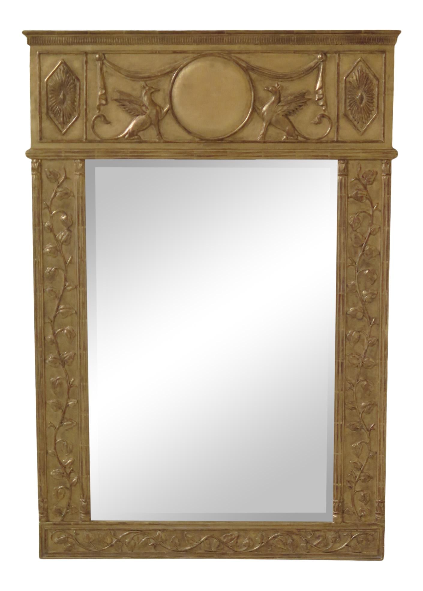 Italian Neoclassical Gold Gilt Mirror with Gargoyle Carvings 35.5 x 51: Italian Neoclassical Gold Gilt Mirror with Gargoyle Carvings 35.5 x 51 This exquisite Italian Neoclassical gold gilt mirror showcases a stunning gargoyle carved detail, epitomizing high-quality crafts