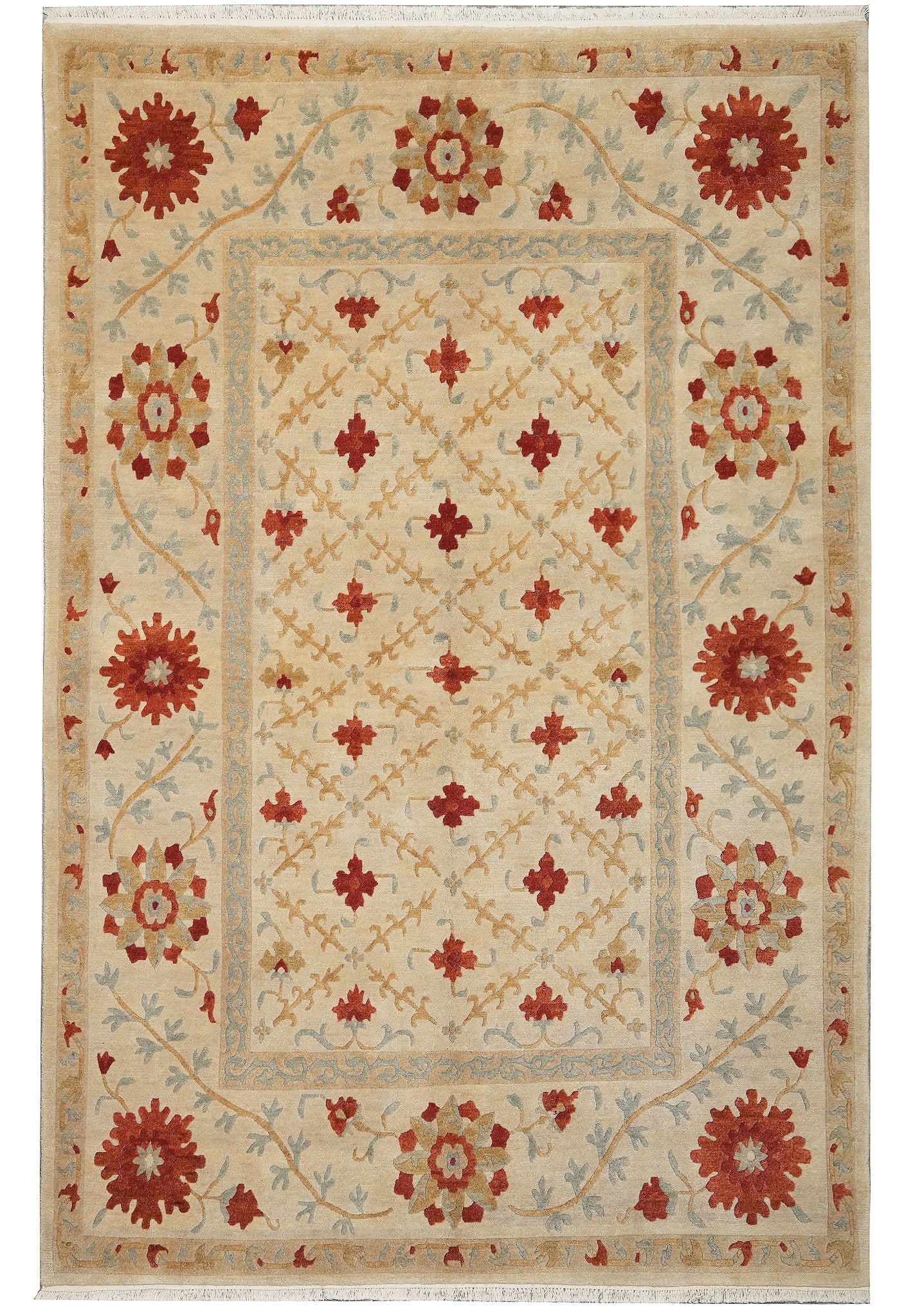 6 x 8.4 Agra Hand Knotted Wool Transitional Rug (1 of 15)