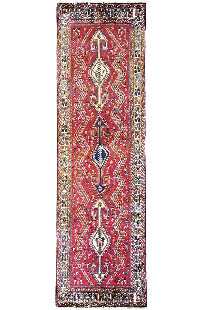 3.7 x 9.6 Persian Geometric Abadeh Runner Handwoven in Iran: 3.7 x 9.6 Persian Geometric Abadeh Runner Handwoven in Iran Free continental US Shipping Introducing the 3.7 x 9.6 Persian Geometric Abadeh Runner, a captivating blend of traditional Persian artistry 