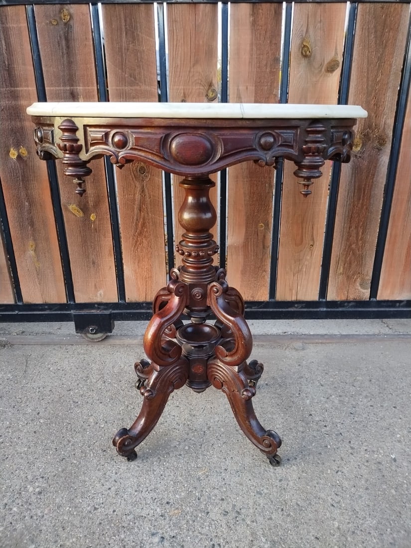 Victorian marble top parlor table after Thomas Brooks 31h 25x19 (1 of 18)