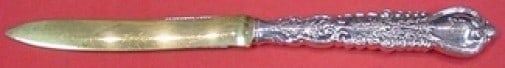 Tiffany & Co. Florentine Sterling Silver Fruit Knife 7 1/4": Tiffany & Co. Florentine Sterling Silver Fruit Knife 7 1/4" This exquisite Florentine fruit knife by Tiffany & Co. features a hollow handle crafted from sterling silver, complemented by a gold washed 