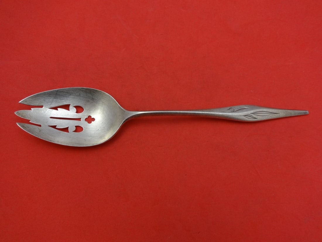 Wallace Dawn Mist Sterling Silver Slotted Serving Spoon 9 1/8" (1 of 1)