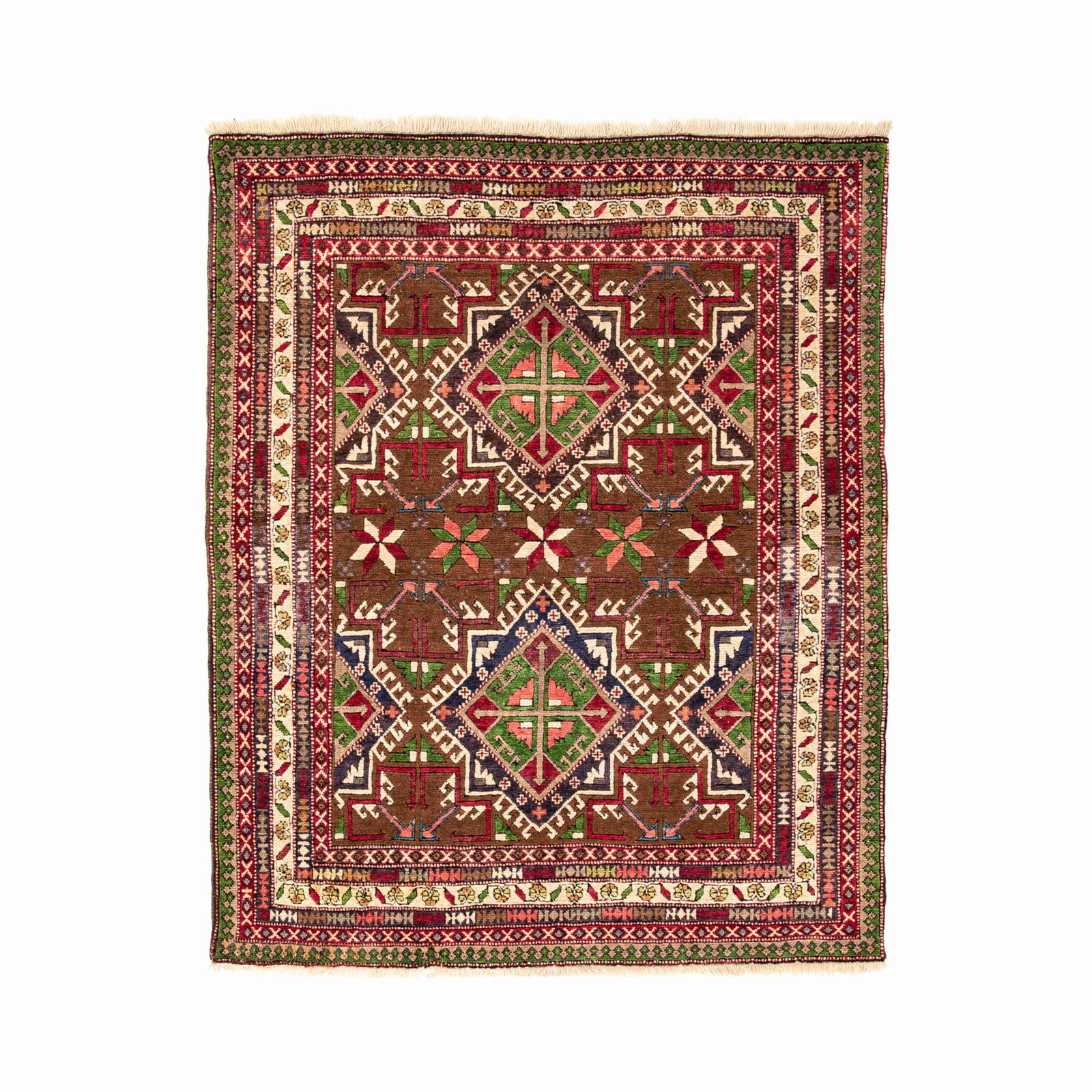 Authentic Handmade Karabag Wool Carpet 55.1 x 66.9 Double Knots: Authentic Handmade Karabag Wool Carpet 55.1 x 66.9 Double Knots Experience the exquisite craftsmanship of this Authentic Handmade Karabag Carpet, skillfully woven using a wool on wool technique. Origi