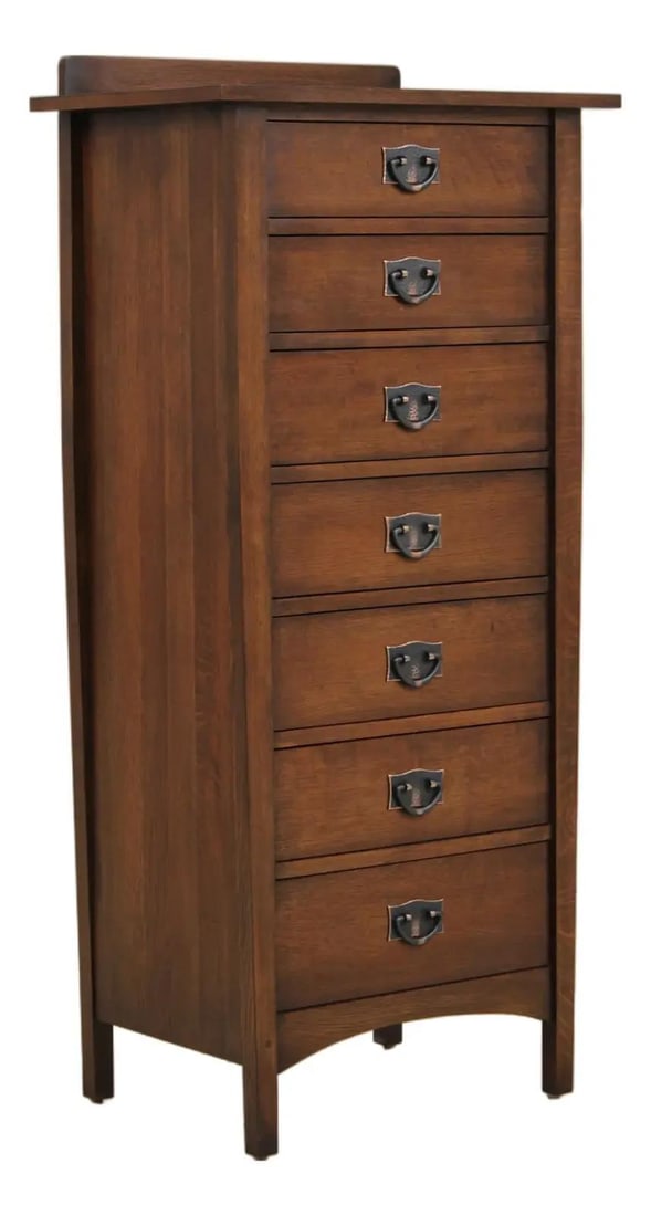 Stickley oak lingerie chest in Arts and Crafts style 26w x 17.5d x 54h (1 of 10)