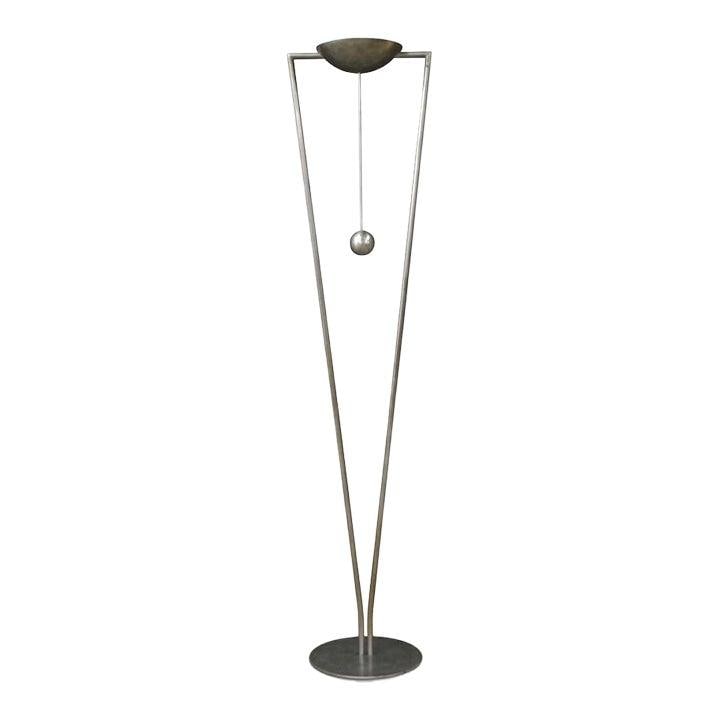 Ron Rezek brushed steel floor lamp 72.5 tall postmodern (1 of 6)