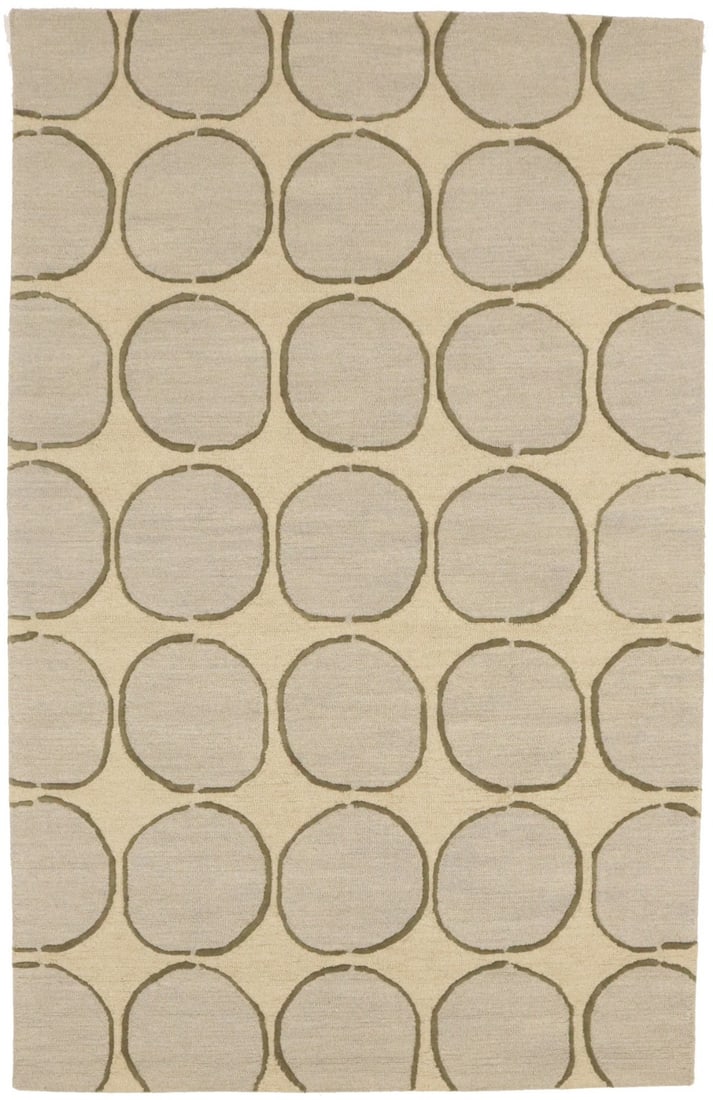 Hand-Tufted Wool Area Rug with Beige Geometric Pattern 5x8 Modern Carpet: Hand-Tufted Wool Area Rug with Beige Geometric Pattern 5x8 Modern Carpet This contemporary area rug features a beige and pastel brown geometric design, hand-tufted from wool for a soft and durable fin