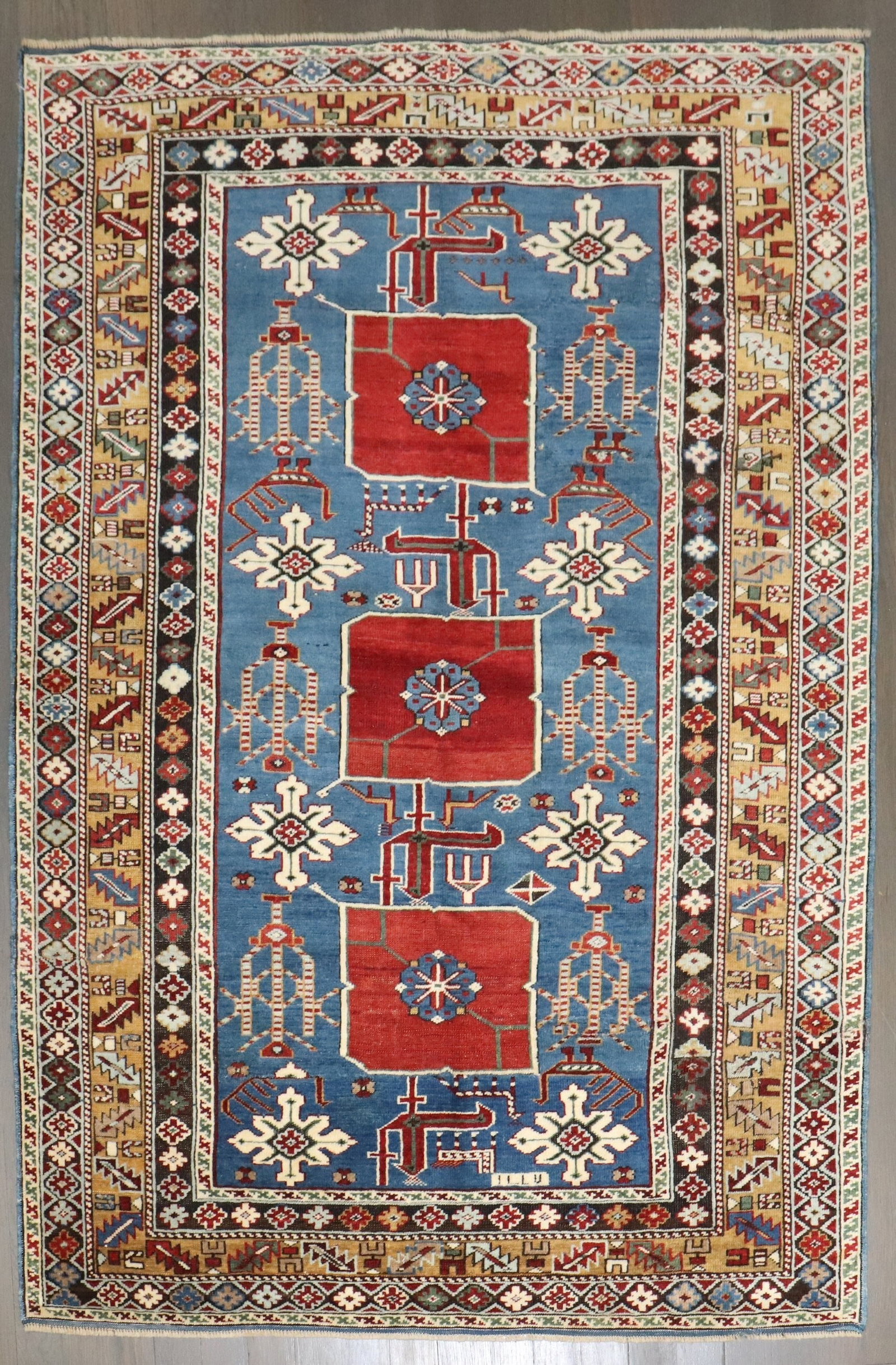 3' 8" x 4' 9" Shirvan Karaghashli Blue Caucasian Rug (1 of 7)