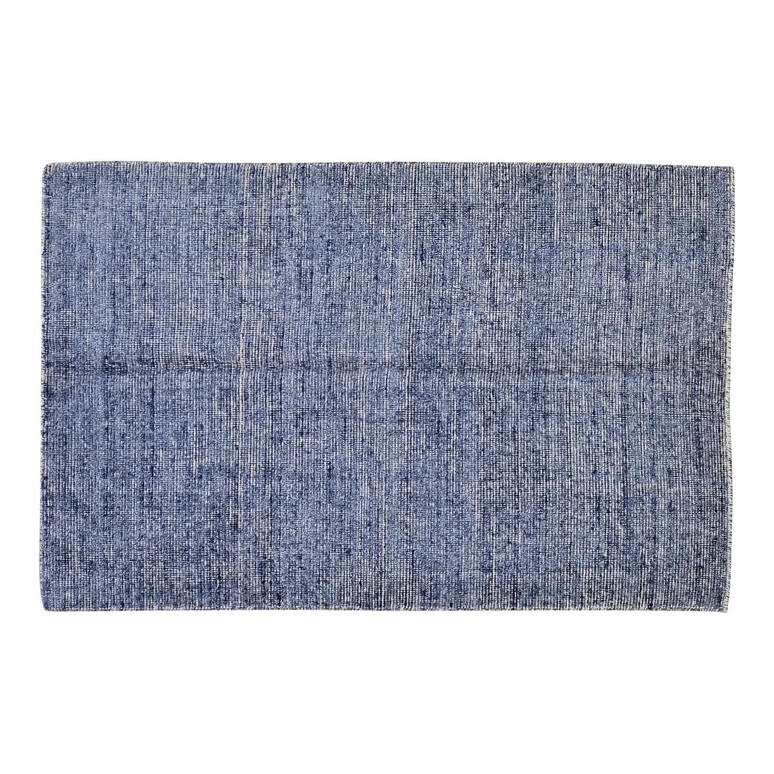 Navy Blue Wool Bamboo Hand-Knotted Rug 9'x12' Modern Indian Design: Navy Blue Wool Bamboo Hand-Knotted Rug 9'x12' Modern Indian Design This hand-knotted rug is crafted using traditional techniques and features a blend of wool and bamboo fabric. Showcasing a modern des
