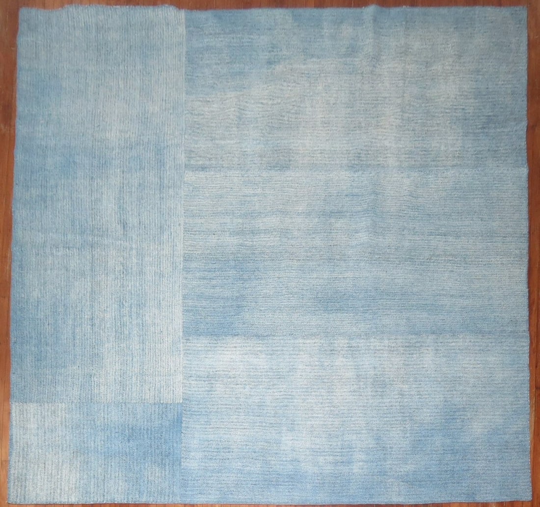 10' 10" x 10' 10" Square Kilim Rug Light Blue 21st Century: 10' 10" x 10' 10" Square Kilim Rug Light Blue 21st Century Vintage inspired square kilim in a light blue color. This pre-owned 21st century rug offers a clean, versatile look with a classic kilim styl