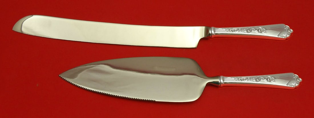 Wallace Sterling Rose 2pc Wedding Cake Set Silver Knife & Server (1 of 1)