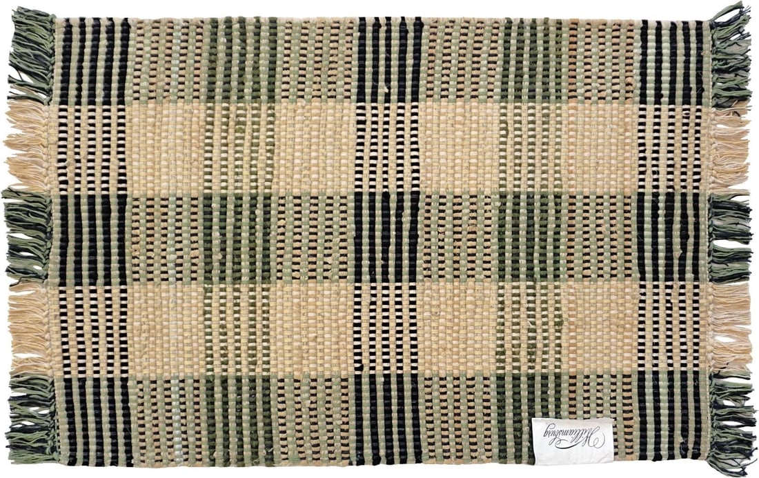 Hand-Loomed 2x3 Sage Cotton Rag Rug Booker Plaid: Hand-Loomed 2x3 Sage Cotton Rag Rug Booker Plaid Transform your space with this stylish Elegant 2x3 Sage Rag Rug in Booker Plaid. Hand-loomed from 100% hand-dyed cotton rags, this rug features a chic 