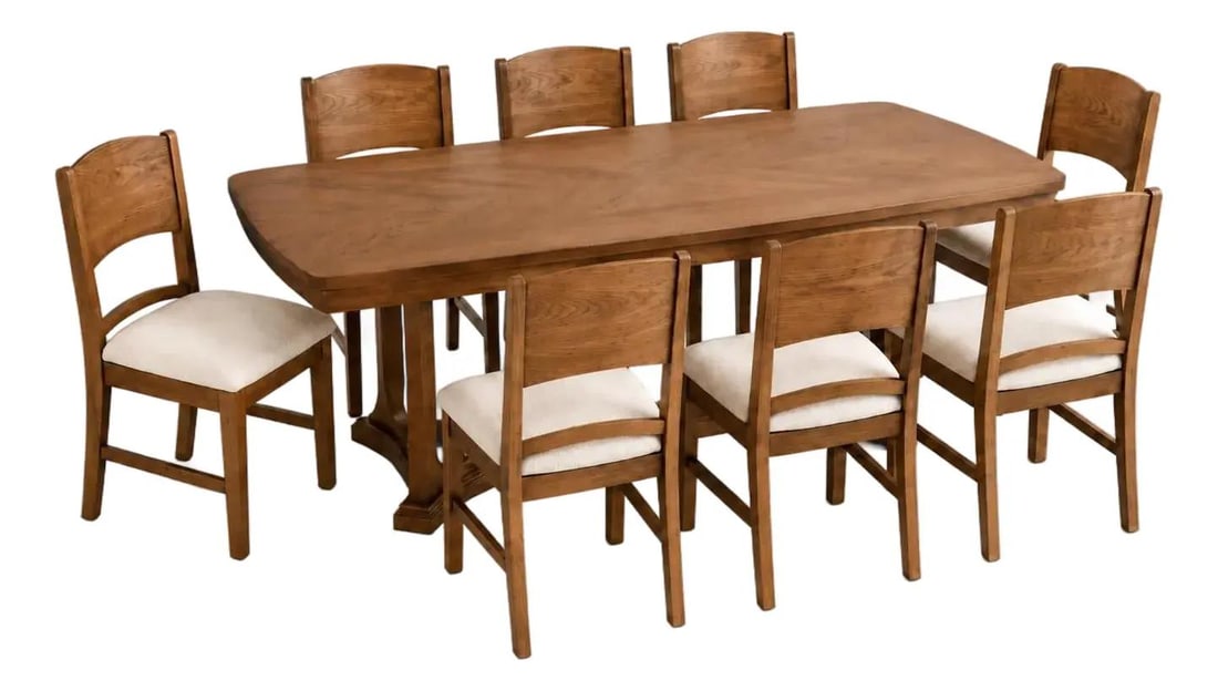 Wood Dining Table and Chair Set Mid Century Modern Style (1 of 10)