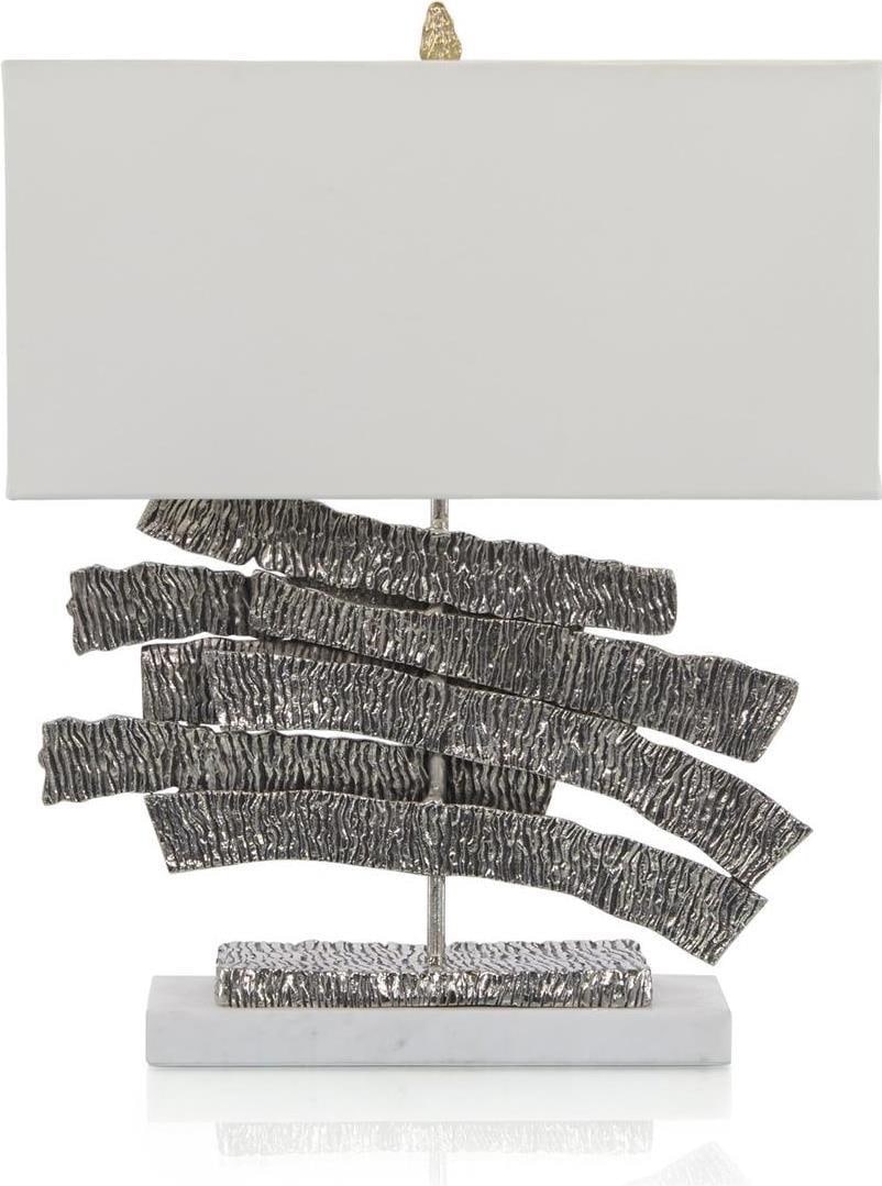 John-Richard Contemporary Nickel Crinkle Swoosh Table Lamp (1 of 1)
