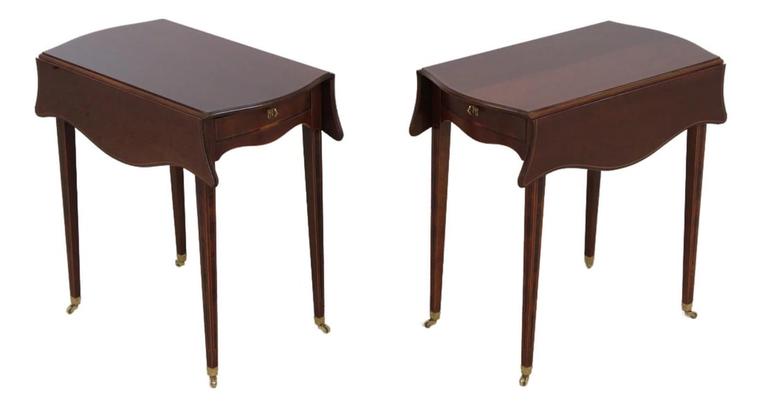Set of Two Mahogany Pembroke Tables Historic Charleston Collection With Brass Casters (1 of 10)