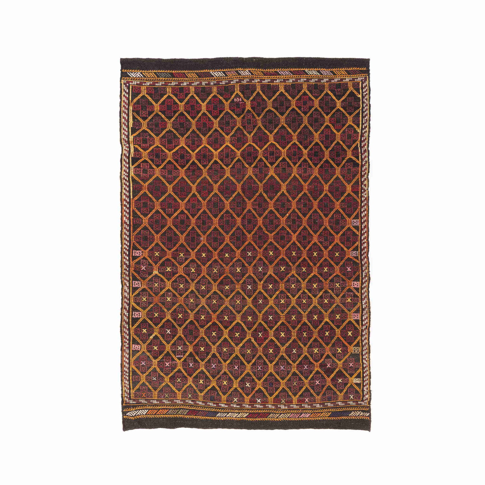 Authentic Cicim Handmade Kilim Wool on Wool 66.1 x 98.4 inches: Authentic Cicim Handmade Kilim Wool on Wool 66.1 x 98.4 inches Experience the artistry of traditional craftsmanship with this Authentic Handmade Cicim Wool Kilim. Expertly created using a flat woven t