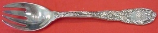 Tiffany and Co Chrysanthemum Sterling Silver Ice Cream Fork 5 5/8": Tiffany and Co Chrysanthemum Sterling Silver Ice Cream Fork 5 5/8" Experience a touch of elegance with this exquisite ice cream fork from the renowned Tiffany & Co. Crafted in sterling silver, this pi