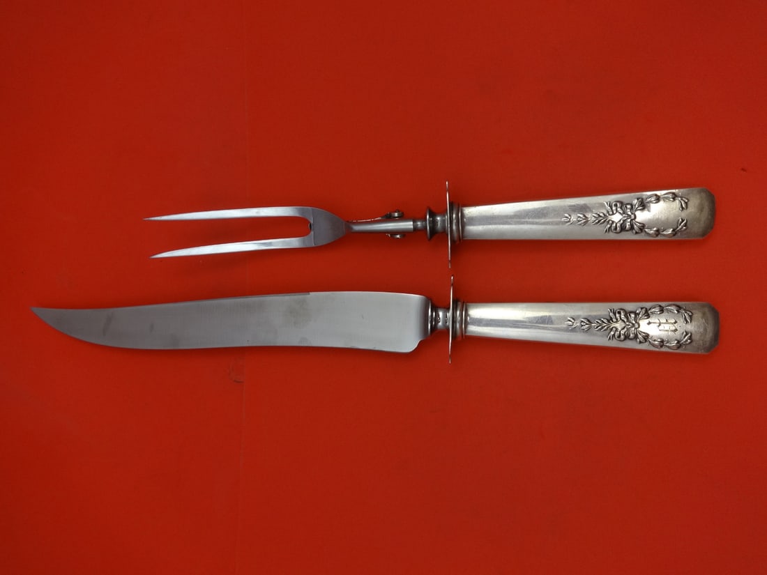 Whiting Sterling Silver Madam Jumel 2 Piece Carving Set Monogrammed (1 of 1)