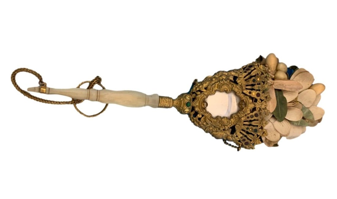 Victorian silverplate tussie mussie posy holder gilt bronze enamel mirrors (1 of 3)