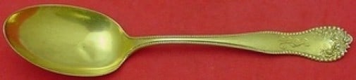 Gorham Lancaster Gold Sterling Silver Serving Spoon 8 3/8 in Monogrammed: Gorham Lancaster Gold Sterling Silver Serving Spoon 8 3/8 in Monogrammed This exquisite serving spoon is part of the Lancaster pattern by Gorham, crafted from high-quality sterling silver. Measuring 8