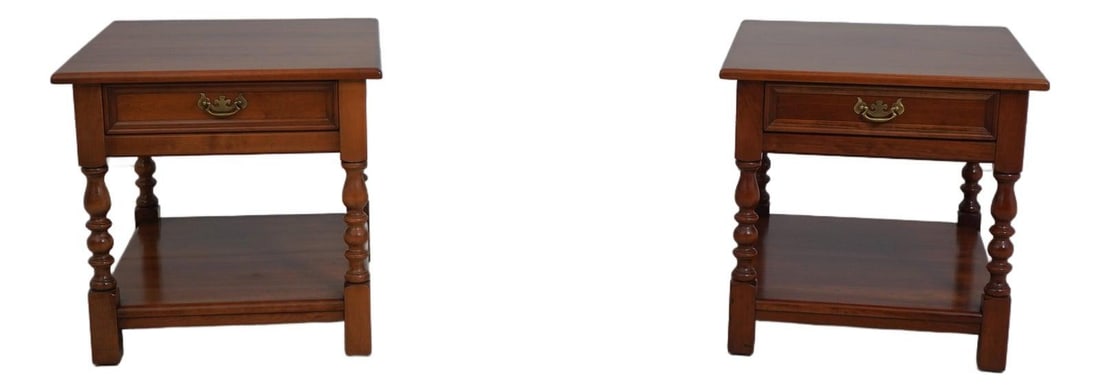 Pair of Stickley Cherry Valley cherry wood side tables (1 of 10)