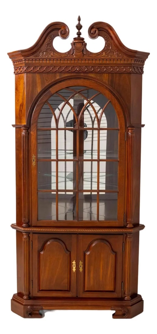 Mahogany Corner Display Cabinet With Lighting and Mirrored Back (1 of 10)