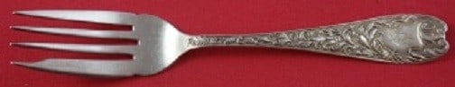 Knowles Aeolian Sterling Silver 6 Inch Salad Fork: Knowles Aeolian Sterling Silver 6 Inch Salad Fork Sterling silver salad fork in the Aeolian pattern by Knowles. The piece is monogrammed, with monos varying, and is described as being in excellent pre