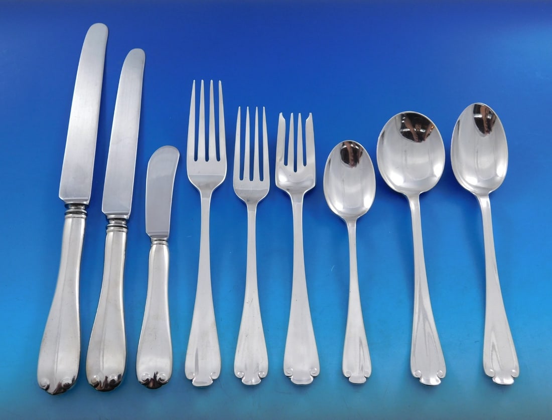 Tiffany & Co Flemish Sterling Silver 118 Piece Flatware Service: Tiffany & Co Flemish Sterling Silver 118 Piece Flatware Service This impressive Flemish pattern flatware set by Tiffany & Co. features 118 pieces crafted from sterling silver. Designed in 1911, the Fl