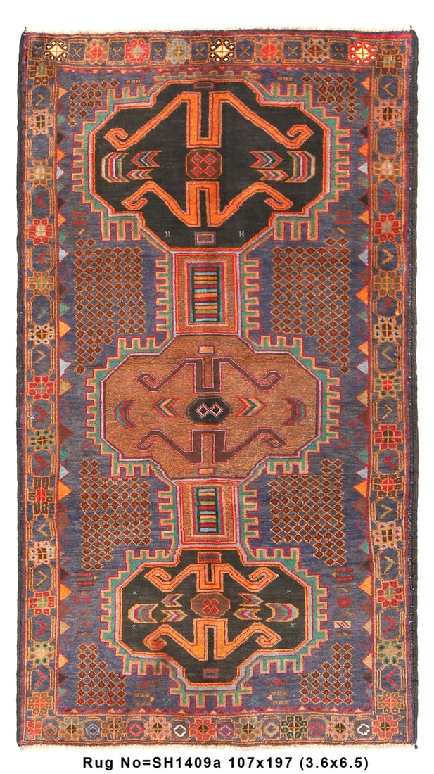 3'6" x 6'6" Handcrafted Ethnic Afghan Tribal Wool Area Rug (1 of 8)