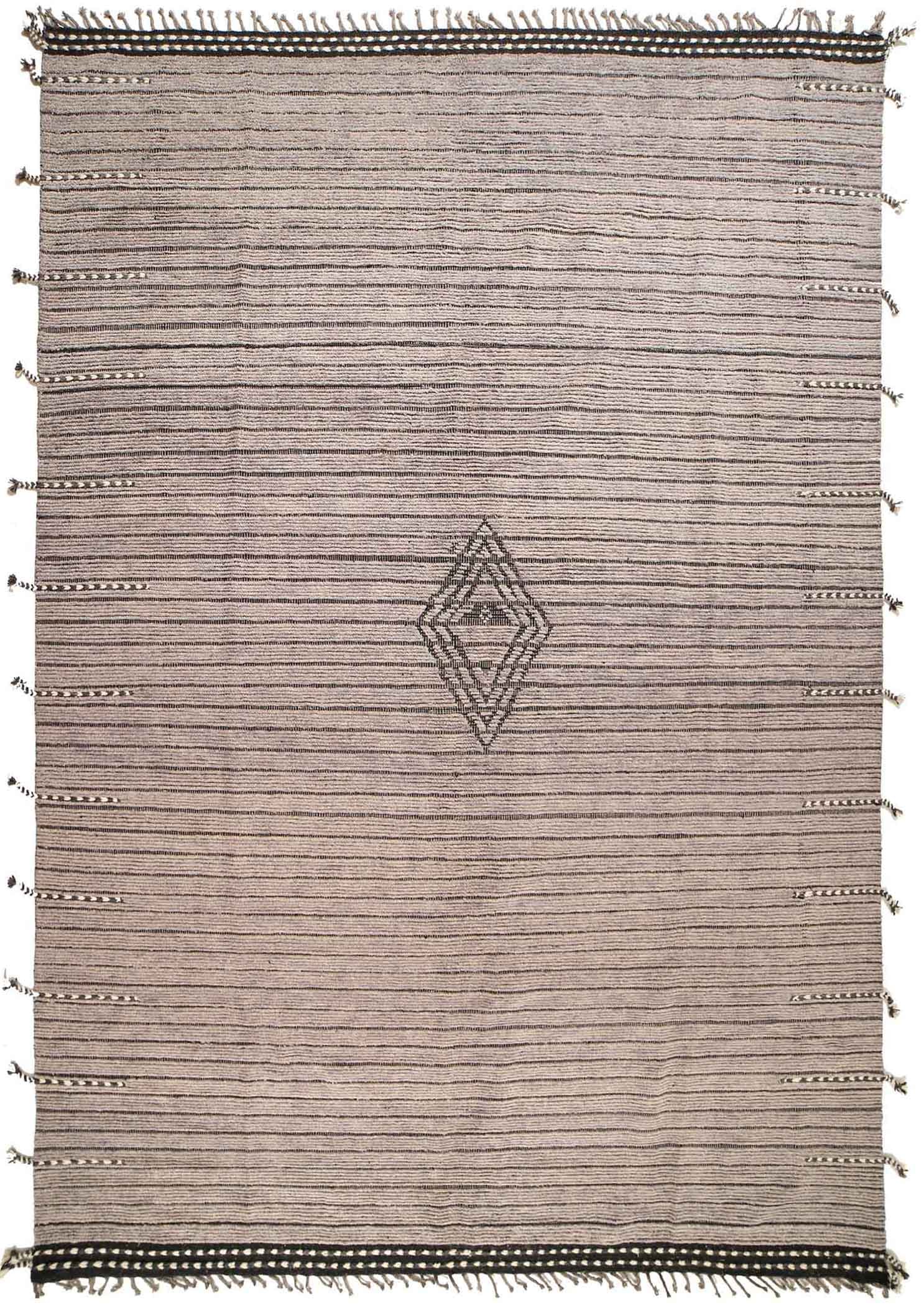 Handmade Moroccan Wool Rug 9.9 x 14.2 ft Light Brown Diamond Pattern (1 of 9)