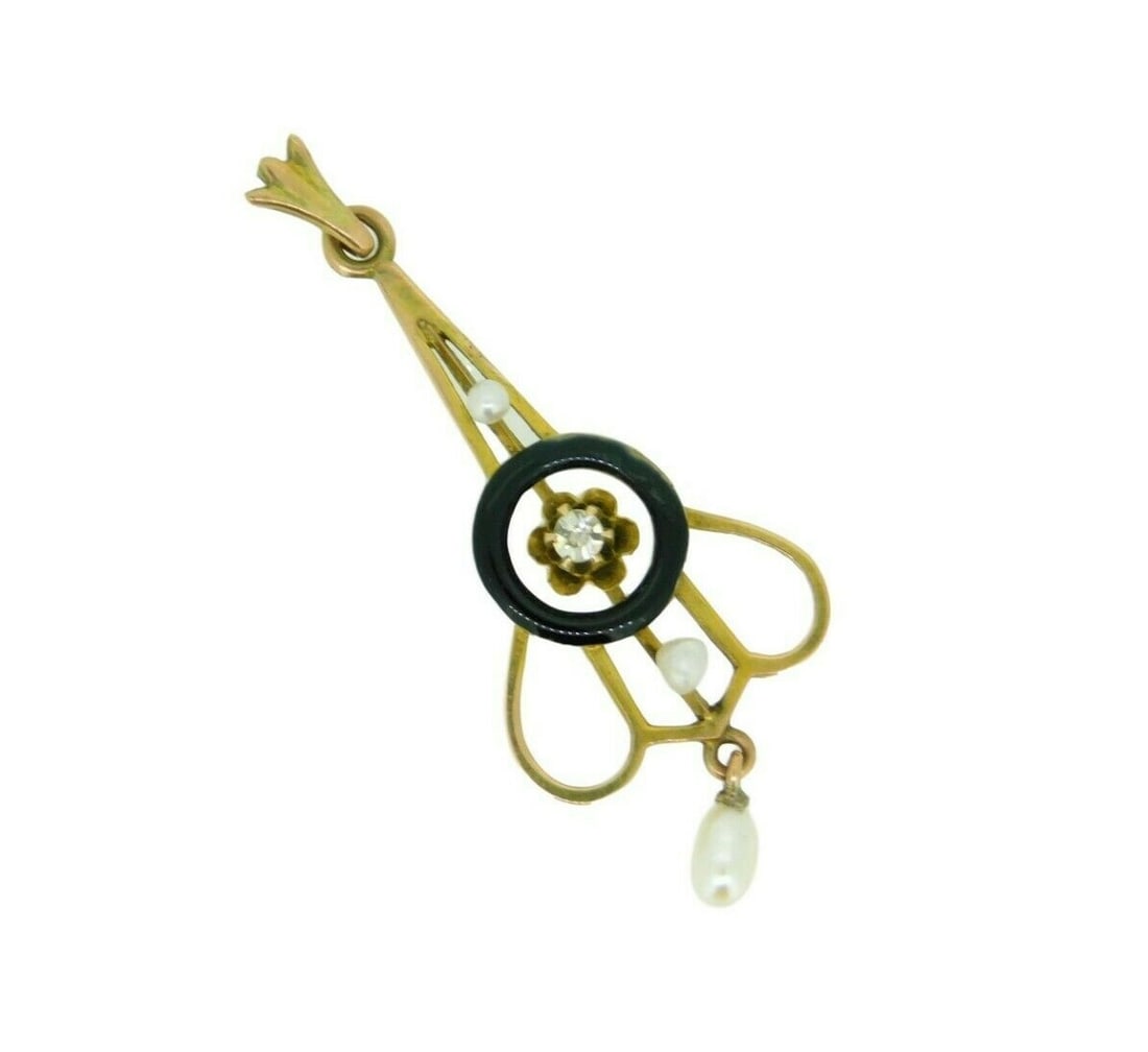 Victorian Era 10k Gold Lavaliere Pendant With Diamond and Pearl Accents (1 of 4)