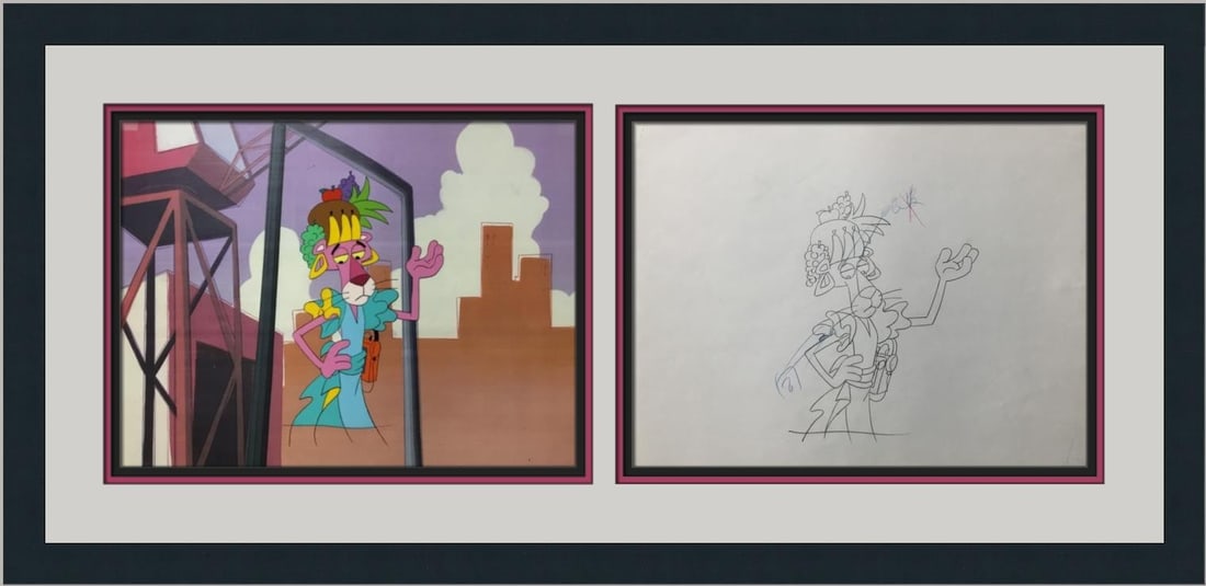 Pink Panther Hand Painted Animation Production Cel with Framed Background (1 of 4)